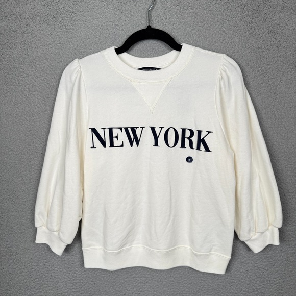 Abercrombie & Fitch Tops - Abercrombie Sweatshirt Womens M Cream New‎ York Balloon Sleeve Crewneck Preppy